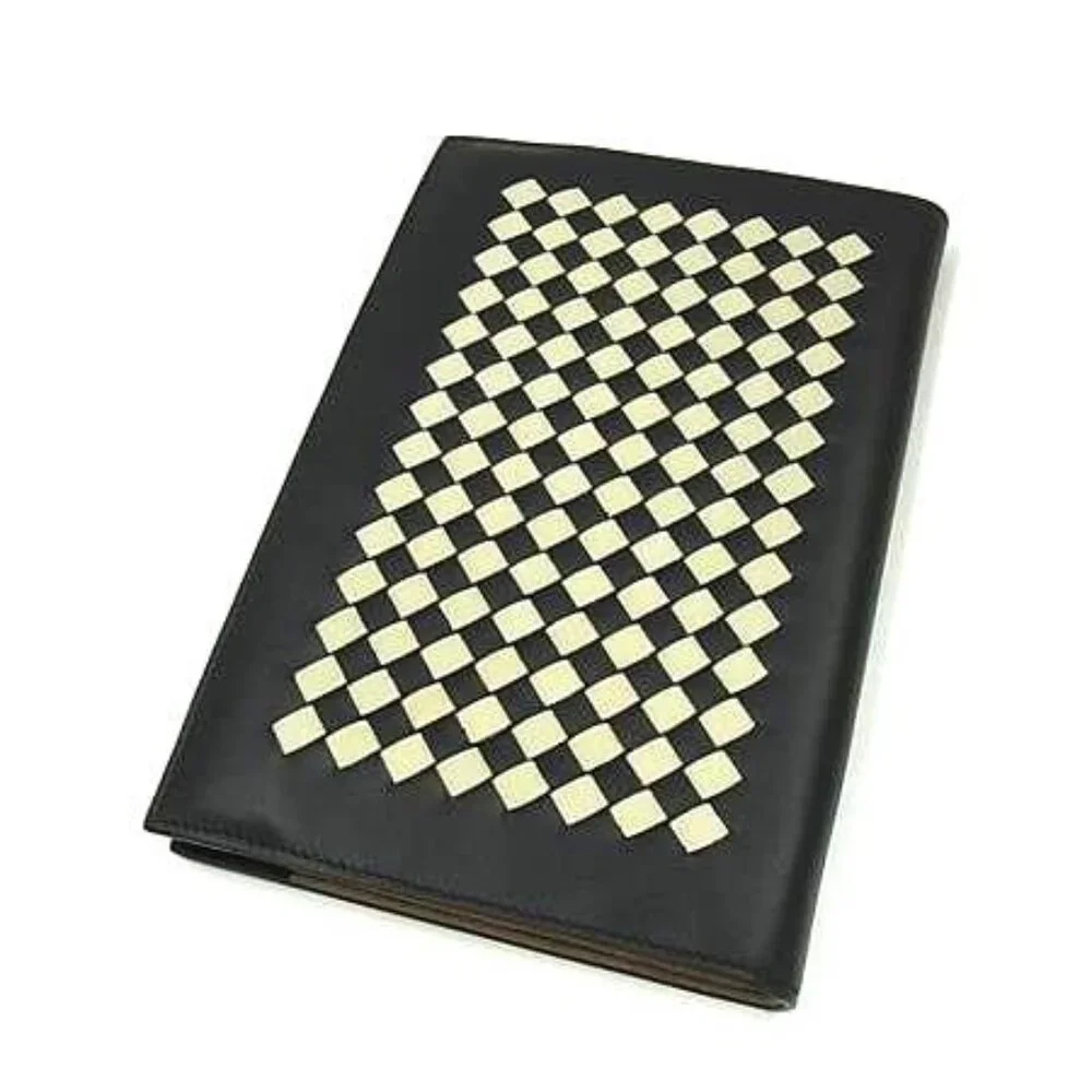 Bottega Veneta Intrecciato Leather Notebook Stationery Black Fl9564